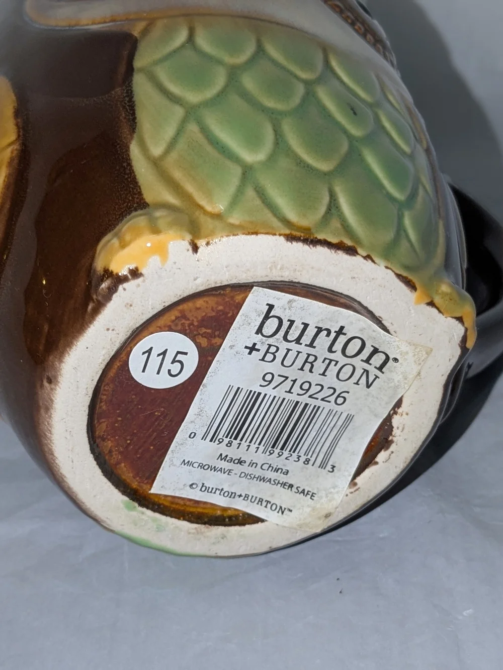 Burton+Burton Brown and Green Owl Ceramic Mug - Picture 4 of 8